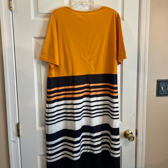 Women's Plus Size Elegant Fitted Stripe Print Professional Midi Dress 18W - 22W - Picture 5 of 7